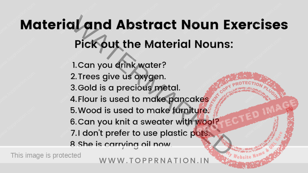 Material and Abstract Nouns Exercises with answers