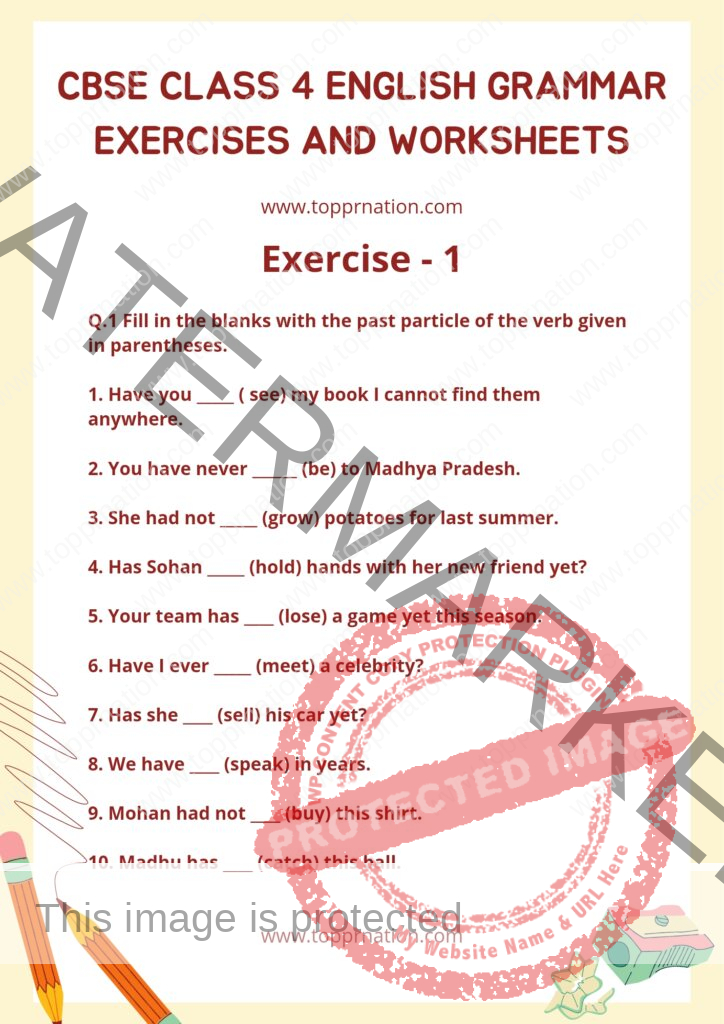 CBSE Class 4 English Grammar Exercises and Worksheets