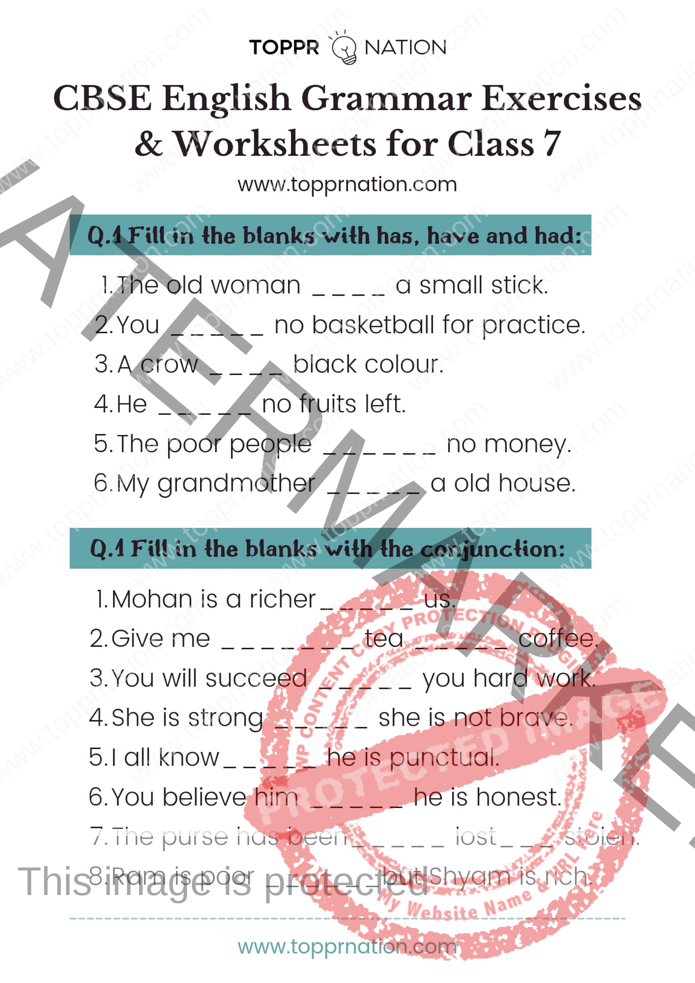 Class 3 English Grammar Worksheets With Answers Pdf