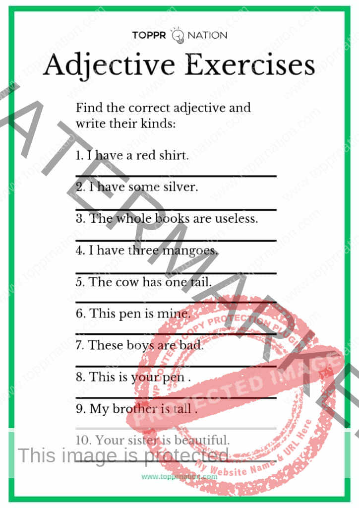 Adjective Exercises with Answers - English Grammar